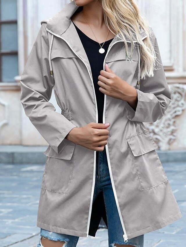 Stylish Loose Solid Full Zip Long Sleeve Casual Jacket - Image 2