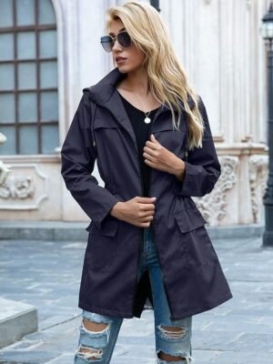 Stylish Loose Solid Full Zip Long Sleeve Casual Jacket - Image 9
