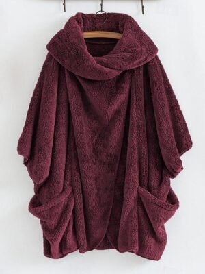 Stylish Loose Solid Long Sleeve Irregular Hem Coat - Image 3