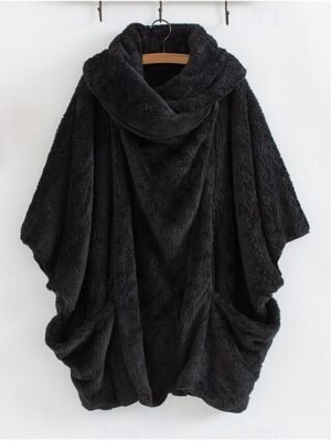 Stylish Loose Solid Long Sleeve Irregular Hem Coat - Image 5