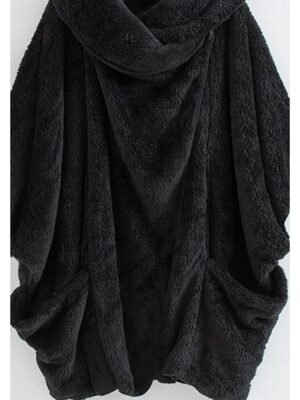Stylish Loose Solid Long Sleeve Irregular Hem Coat - Image 6