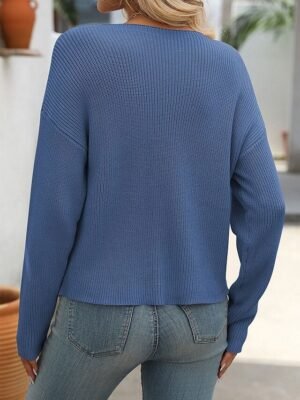 Stylish Modern Solid Crew Neck Long Sleeve Regular Top - Image 2