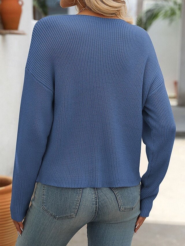 Stylish Modern Solid Crew Neck Long Sleeve Regular Top - Image 2