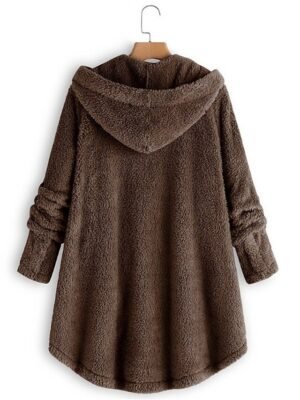 Stylish Oversize Leopard Long Sleeve Teddy Coat - Image 2