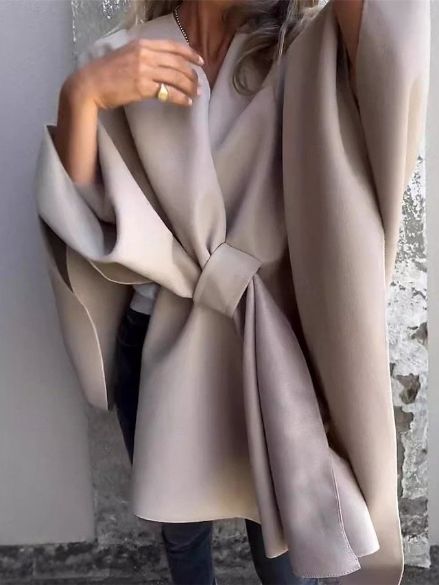 Stylish Oversize Plain Long Sleeve Cloak Coat - Image 1