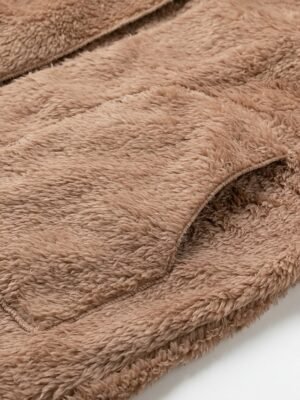 Stylish Oversize Plain Long Sleeve Fleece Teddy Coat - Image 7