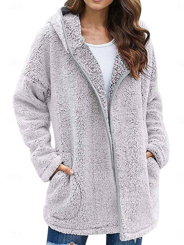 Stylish Oversize Solid Long Sleeve Winter Coat - Image 1