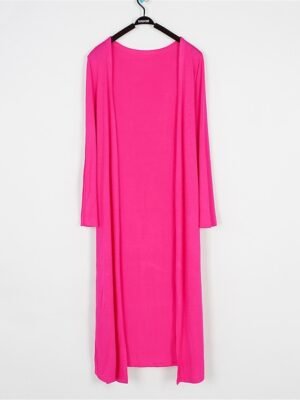 Stylish Oversized Solid Ribbed Open Front Long Sleeve Cardigan - Image 10