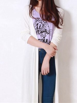 Stylish Oversized Solid Ribbed Open Front Long Sleeve Cardigan - Image 17