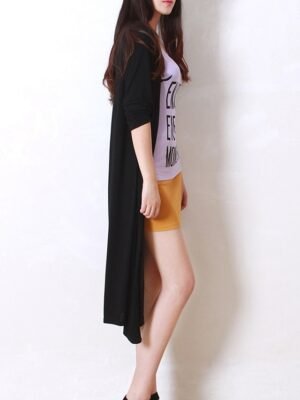 Stylish Oversized Solid Ribbed Open Front Long Sleeve Cardigan - Image 19