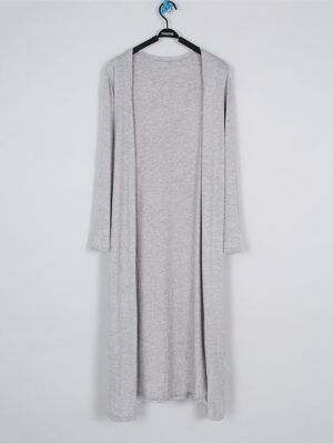 Stylish Oversized Solid Ribbed Open Front Long Sleeve Cardigan - Image 2