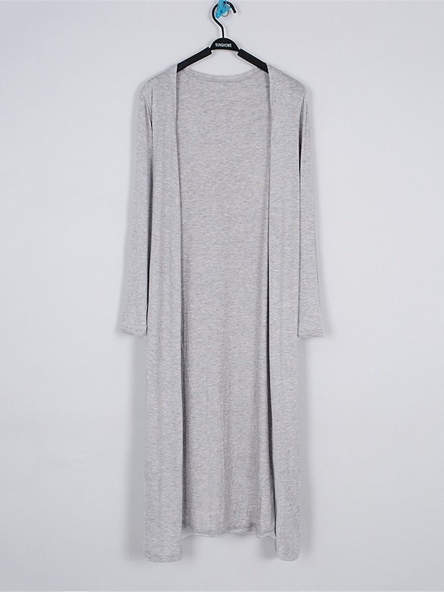 Stylish Oversized Solid Ribbed Open Front Long Sleeve Cardigan - Image 2