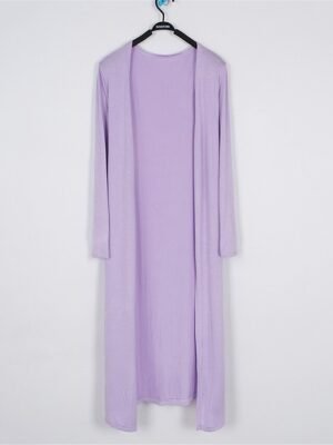 Stylish Oversized Solid Ribbed Open Front Long Sleeve Cardigan - Image 8