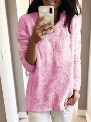 Stylish Oversized Solid Turtleneck Long Sleeve Knit Sweater - Image 10
