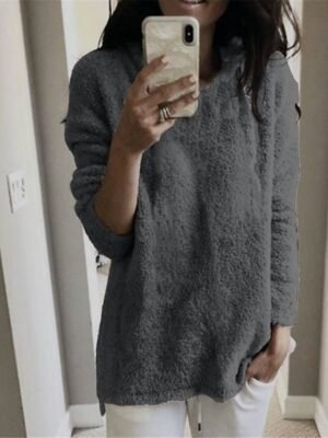 Stylish Oversized Solid Turtleneck Long Sleeve Knit Sweater - Image 12