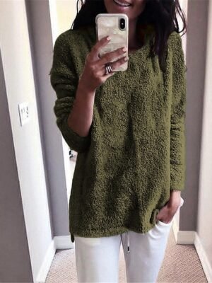 Stylish Oversized Solid Turtleneck Long Sleeve Knit Sweater - Image 13