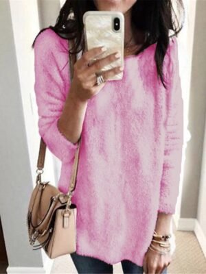 Stylish Oversized Solid Turtleneck Long Sleeve Knit Sweater - Image 14