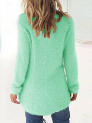 Stylish Oversized Solid Turtleneck Long Sleeve Knit Sweater - Image 19