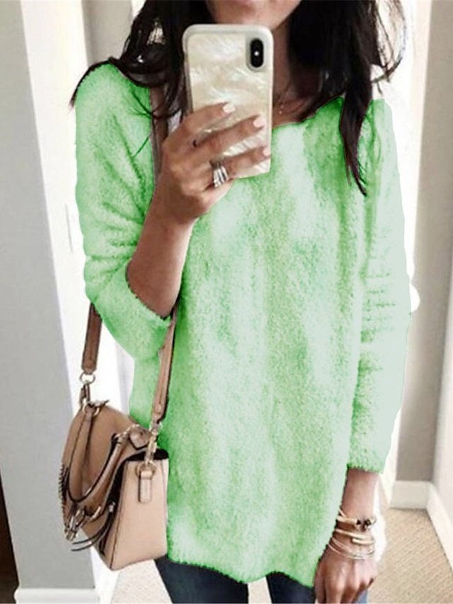 Stylish Oversized Solid Turtleneck Long Sleeve Knit Sweater - Image 2