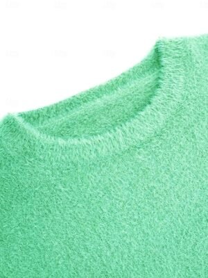Stylish Oversized Solid Turtleneck Long Sleeve Knit Sweater - Image 20
