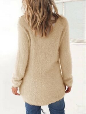 Stylish Oversized Solid Turtleneck Long Sleeve Knit Sweater - Image 22