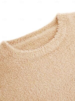Stylish Oversized Solid Turtleneck Long Sleeve Knit Sweater - Image 23