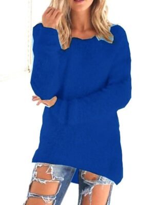 Stylish Oversized Solid Turtleneck Long Sleeve Knit Sweater - Image 27