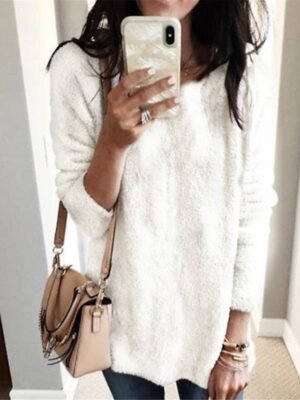 Stylish Oversized Solid Turtleneck Long Sleeve Knit Sweater - Image 3