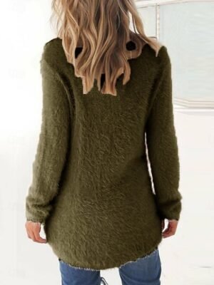 Stylish Oversized Solid Turtleneck Long Sleeve Knit Sweater - Image 30