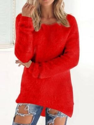 Stylish Oversized Solid Turtleneck Long Sleeve Knit Sweater - Image 35