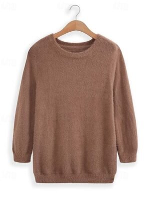 Stylish Oversized Solid Turtleneck Long Sleeve Knit Sweater - Image 5