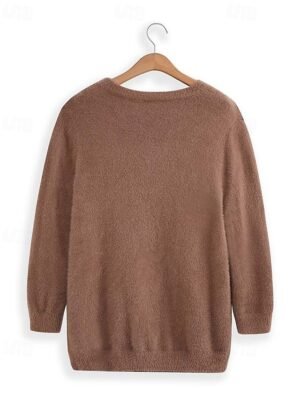 Stylish Oversized Solid Turtleneck Long Sleeve Knit Sweater - Image 6