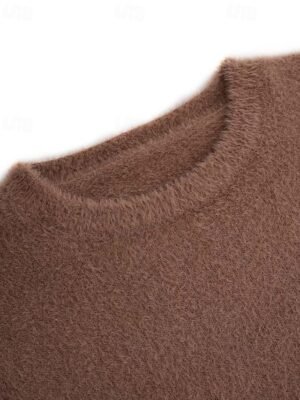 Stylish Oversized Solid Turtleneck Long Sleeve Knit Sweater - Image 8
