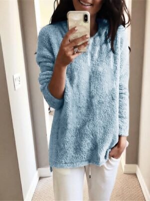 Stylish Oversized Solid Turtleneck Long Sleeve Knit Sweater - Image 9