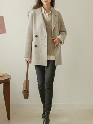 Stylish Oversized Solid V Neck Sleeveless Knit Vest - Image 11