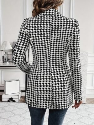 Stylish Regular Fit Check Long Sleeve Blazer - Image 4