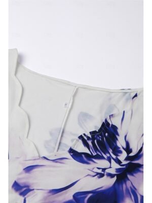 Stylish Regular Fit Floral Sweetheart Short Sleeve Mini Dress - Image 10