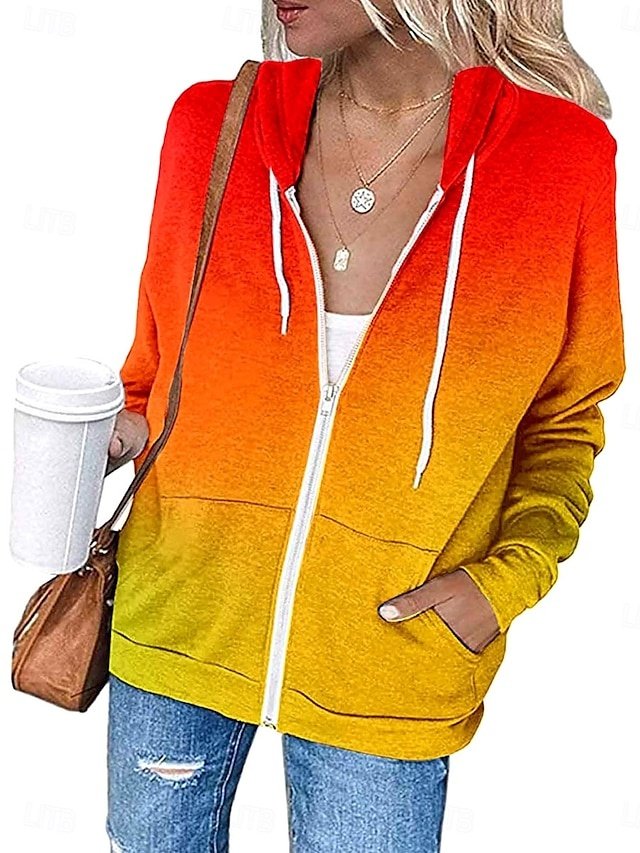 Stylish Regular Fit Gradient Print Hoodie Long Sleeve Jacket - Image 1