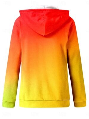 Stylish Regular Fit Gradient Print Hoodie Long Sleeve Jacket - Image 4