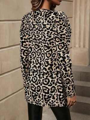 Stylish Regular Fit Leopard Long Sleeve Blazer - Image 3