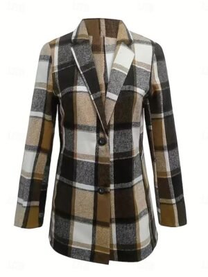 Stylish Regular Fit Plaid Long Sleeve Blazer - Image 2