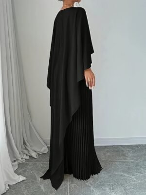 Stylish Regular Fit Plain Crew Neck Long Sleeve Maxi Dress - Image 10