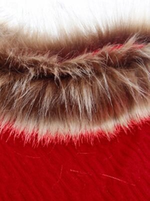Stylish Regular Fit Plain Faux Fur Trim Long Sleeve Cloak - Image 7