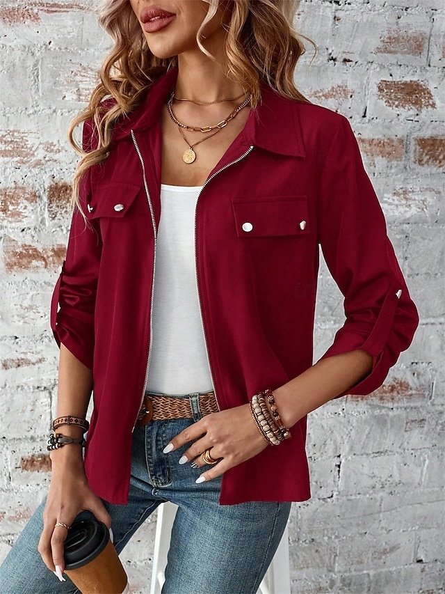 Stylish Regular Fit Plain Full Zip Long Sleeve Short Winter Jacket - Image 1