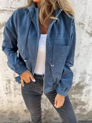 Stylish Regular Fit Plain Full Zip Long Sleeve Hoodie Jacket - Image 1