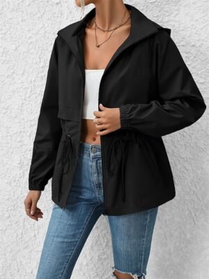 Stylish Regular Fit Plain Full Zip Long Sleeve Jacket - Image 11