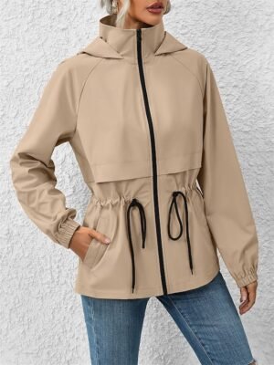 Stylish Regular Fit Plain Full Zip Long Sleeve Jacket - Image 12