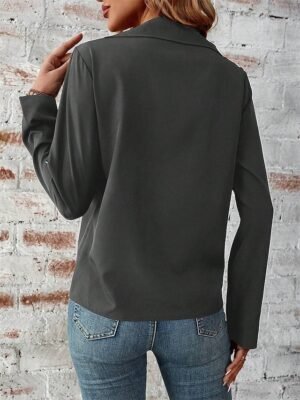 Stylish Regular Fit Plain Full Zip Long Sleeve Short Winter Jacket - Image 12