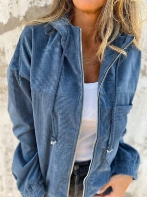 Stylish Regular Fit Plain Full Zip Long Sleeve Hoodie Jacket - Image 3