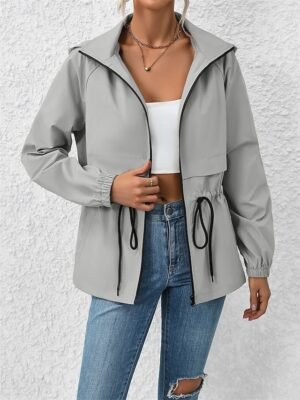 Stylish Regular Fit Plain Full Zip Long Sleeve Jacket - Image 6